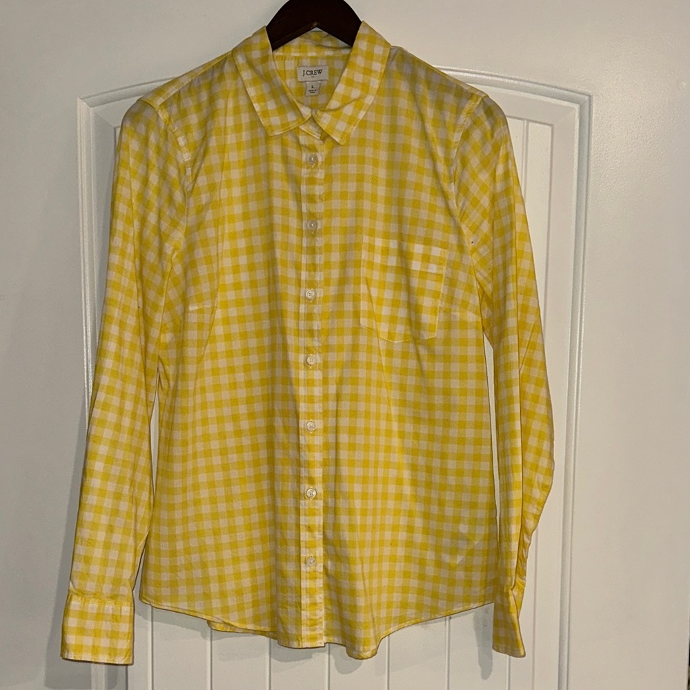 J. Crew Yellow Buffalo Check Dress Shirt